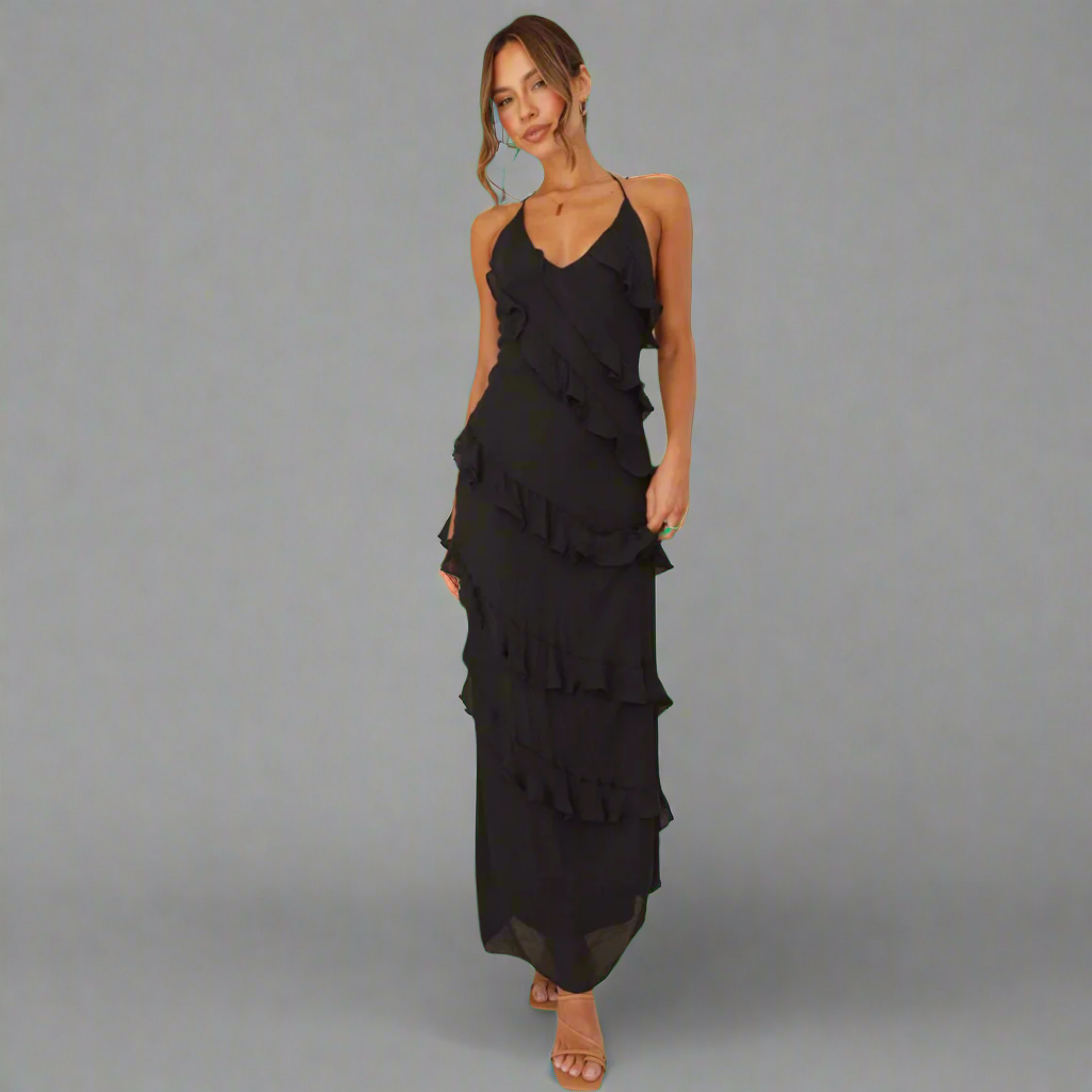 Sieglinde | Maxi Dress in Lemon Made of Airy Premium Viscose