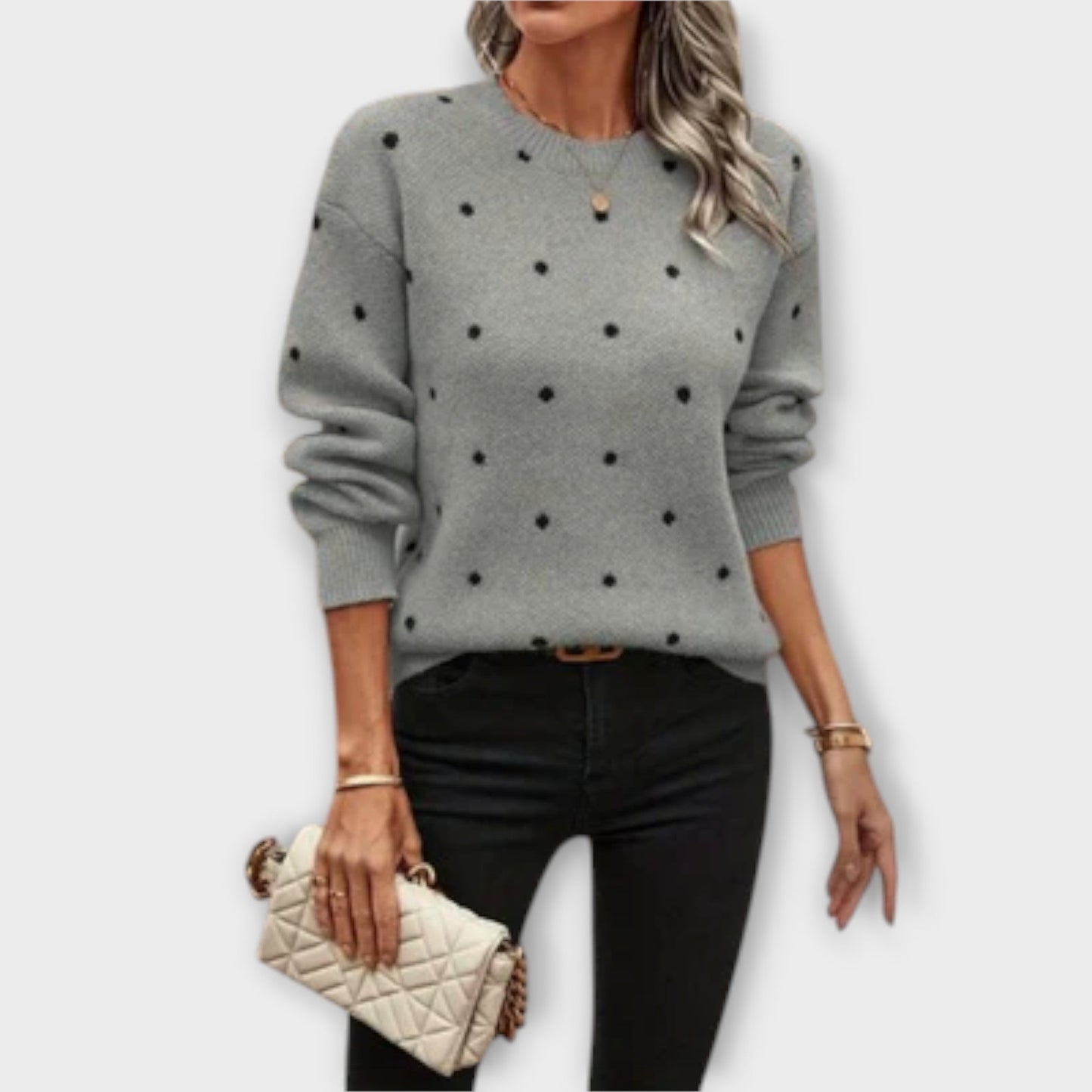 Ava | Casual Polka Dot Knit Sweater