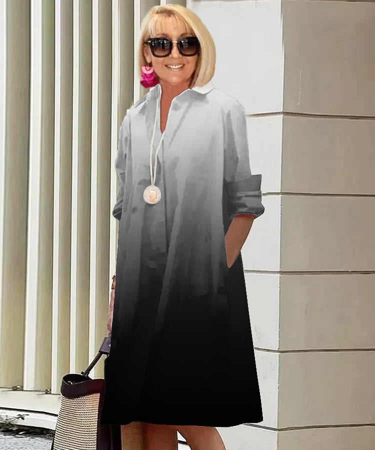 Nori | Elegant Gradient Shirt Dress