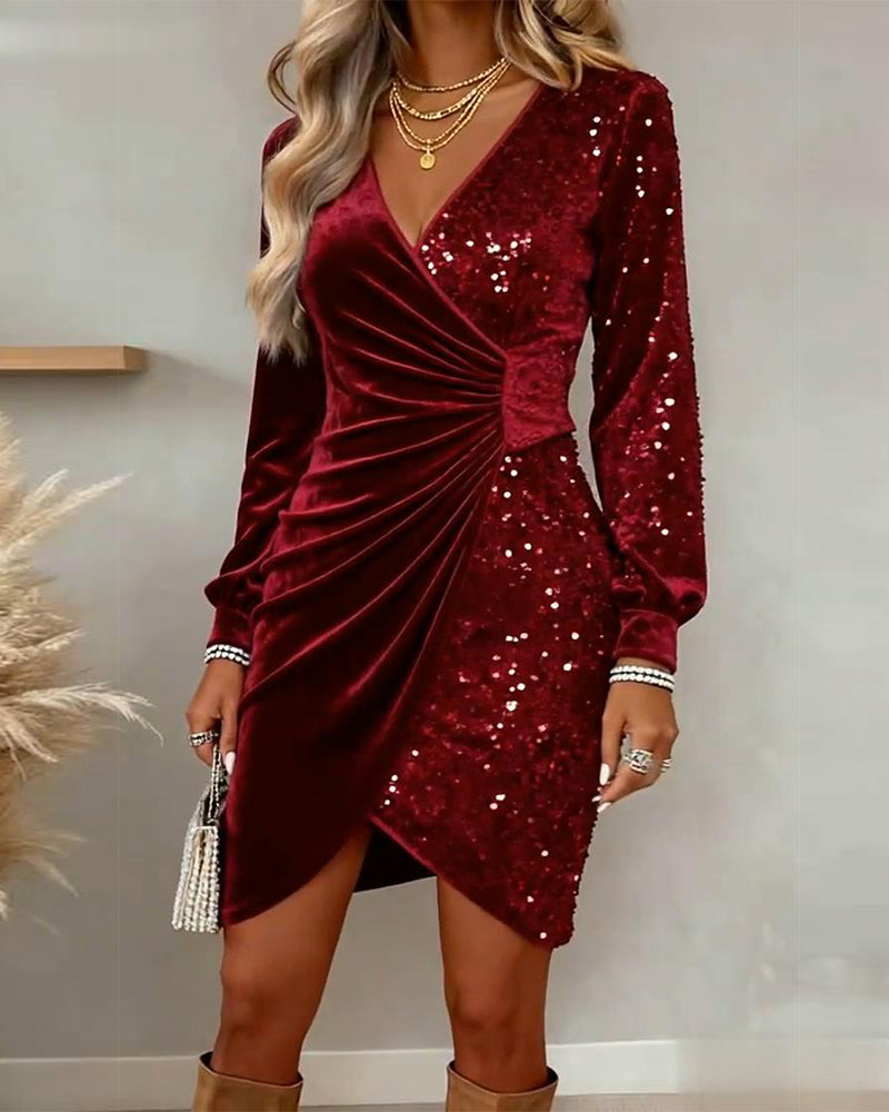 Sexy V-Neck Glitter Dress