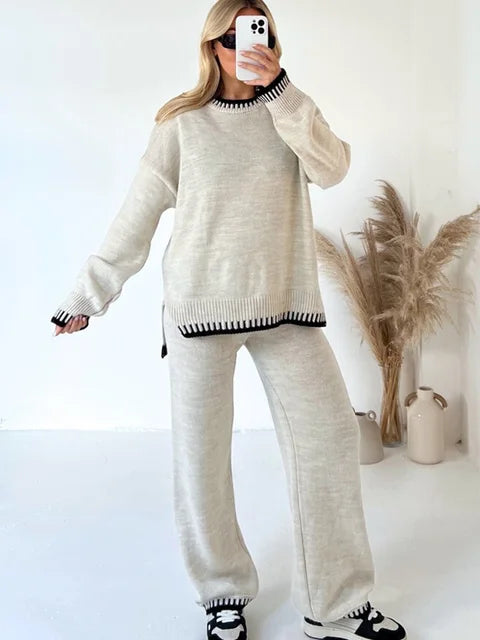 Knitted Set | Two-Piece Women's Set with Sweater and Pants | EVI