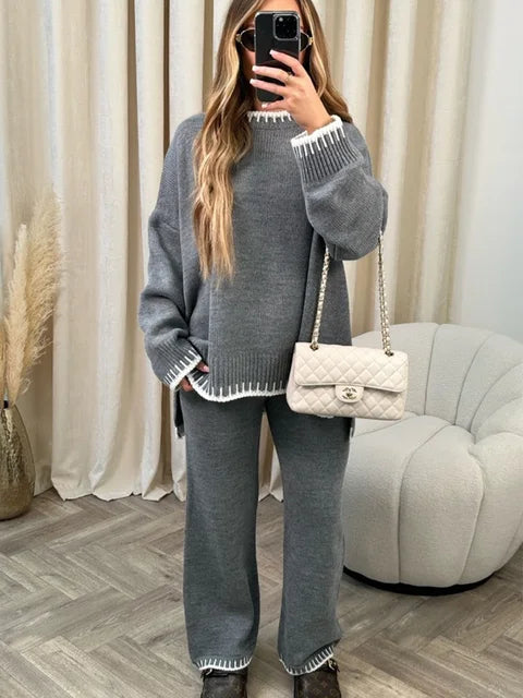 Knitted Set | Two-Piece Women's Set with Sweater and Pants | EVI