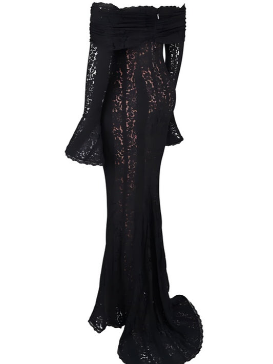 Lace Off-Shoulder Maxi Dress