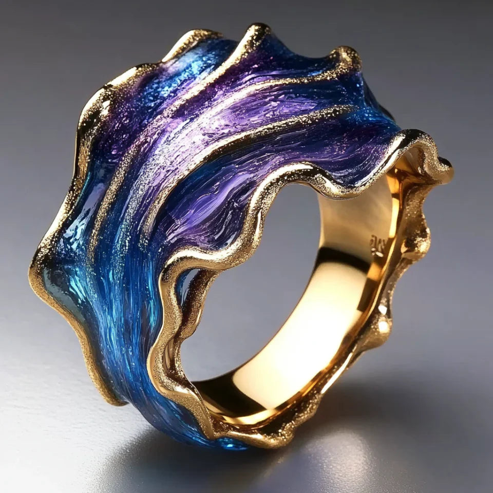 Vintage Handpainted Golden Ring