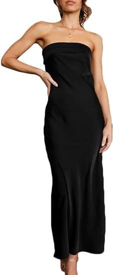 Satin Strapless Maxi Dress