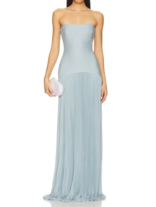 Solid Splicing Off-Shoulder Maxi Dress