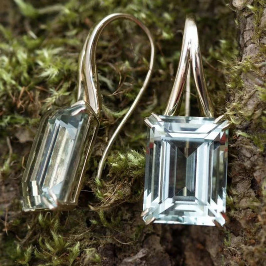 Vintage Cubic Blue Glass Earrings