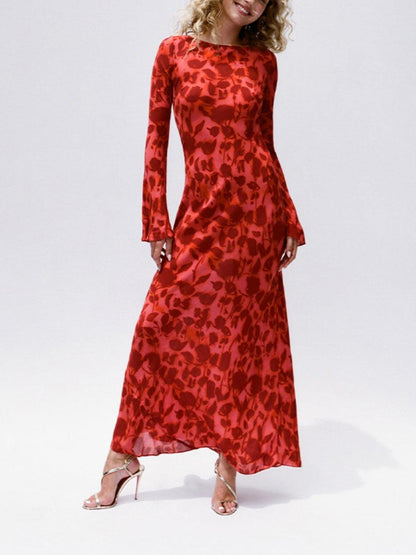 Moroccan Rose Fitted Long Sleeve Maxi Dress