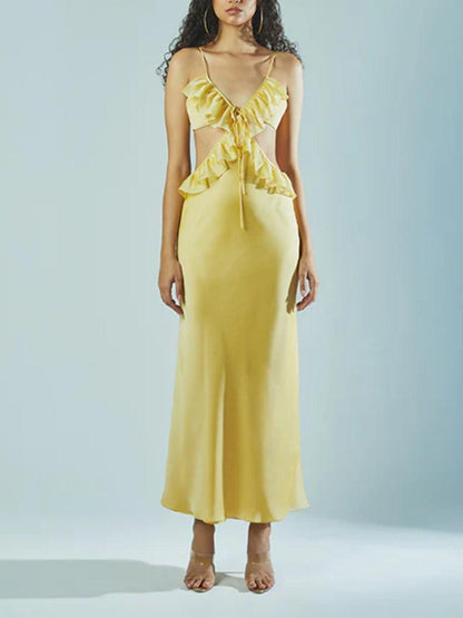 Ruffle Maxi Slip Dress