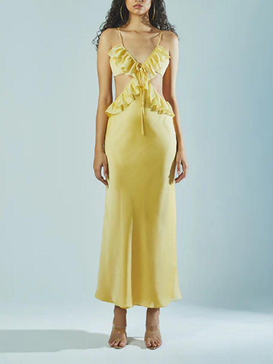 Ruffle Maxi Slip Dress