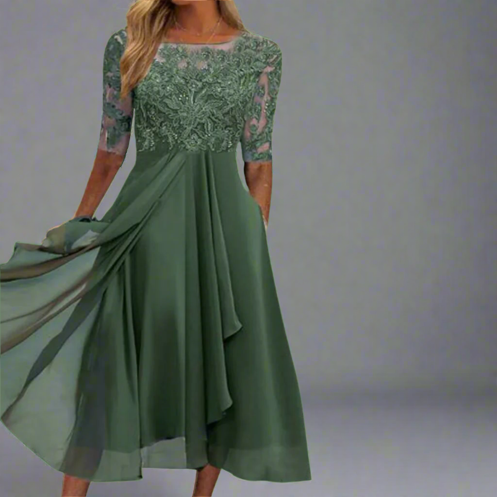 Elisa | Elegant Midi Dress with Lace