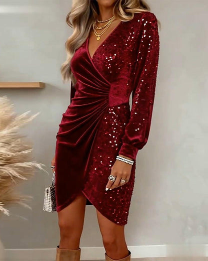 Sexy V-Neck Glitter Dress
