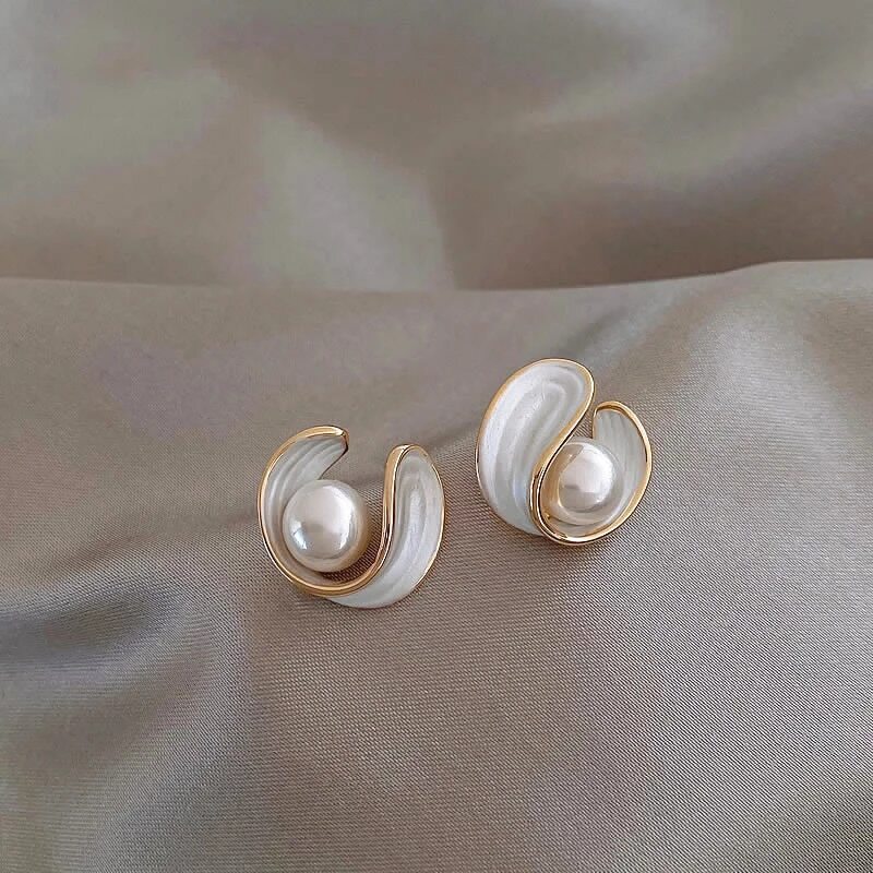 Lina | Luxury White Opal Stud Earrings