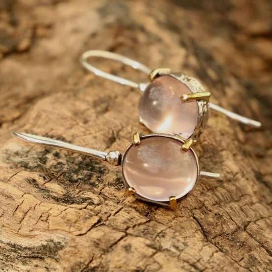 Vintage Golden Pink Moonstone Earrings