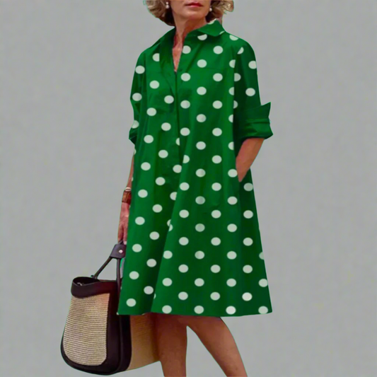 Janin | Handcrafted Premium Midi Dress with Polka Dots