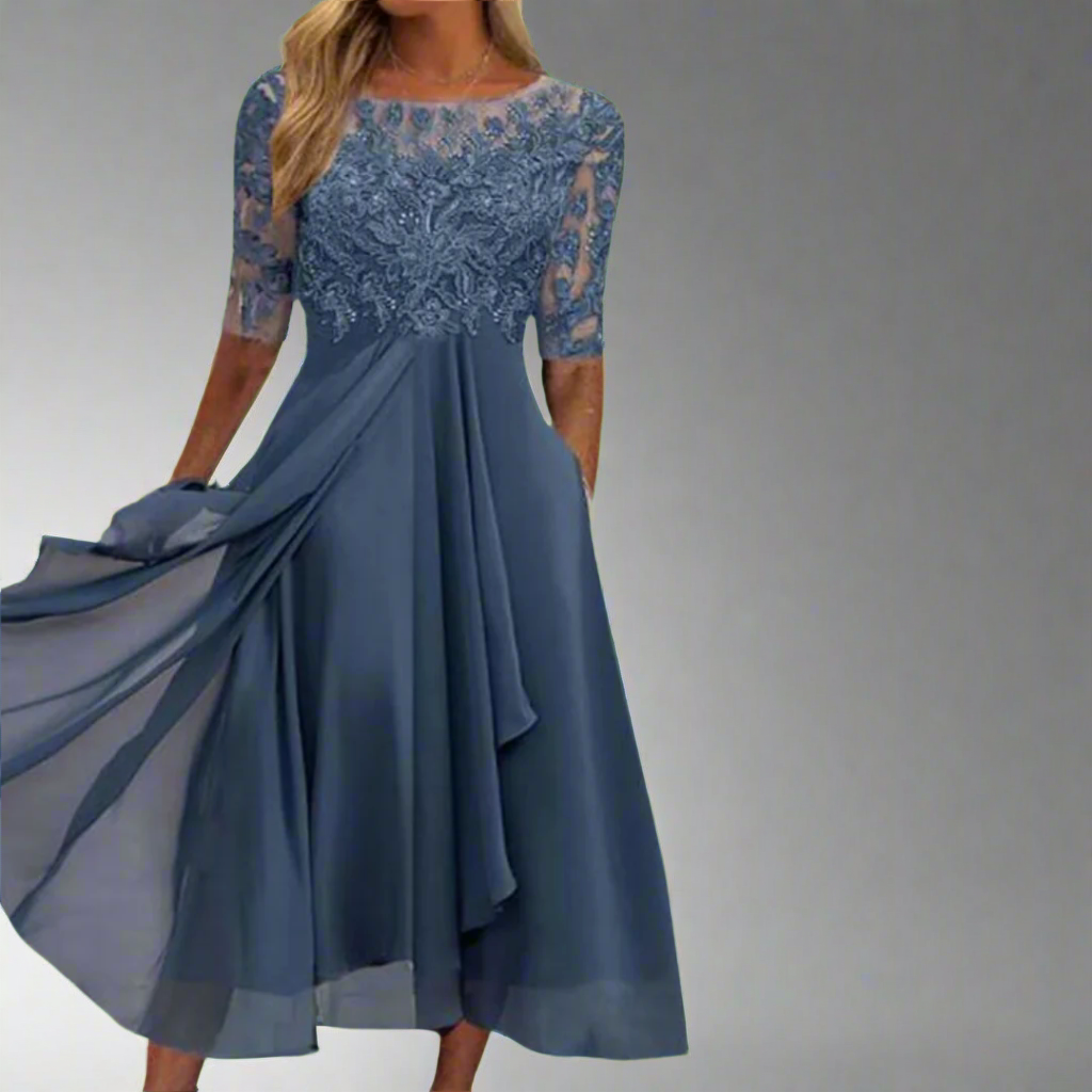 Elisa | Elegant Midi Dress with Lace