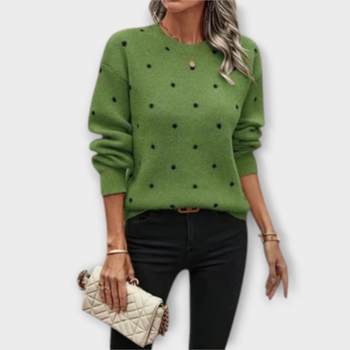 Ava | Casual Polka Dot Knit Sweater