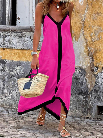 Lavechic Colorblock Suspender Midi Dress