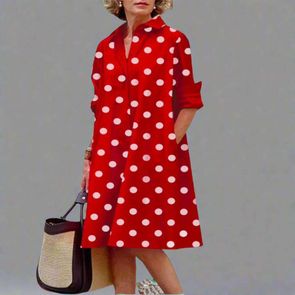 Carola | Handcrafted Premium Midi Dress with Polka Dots