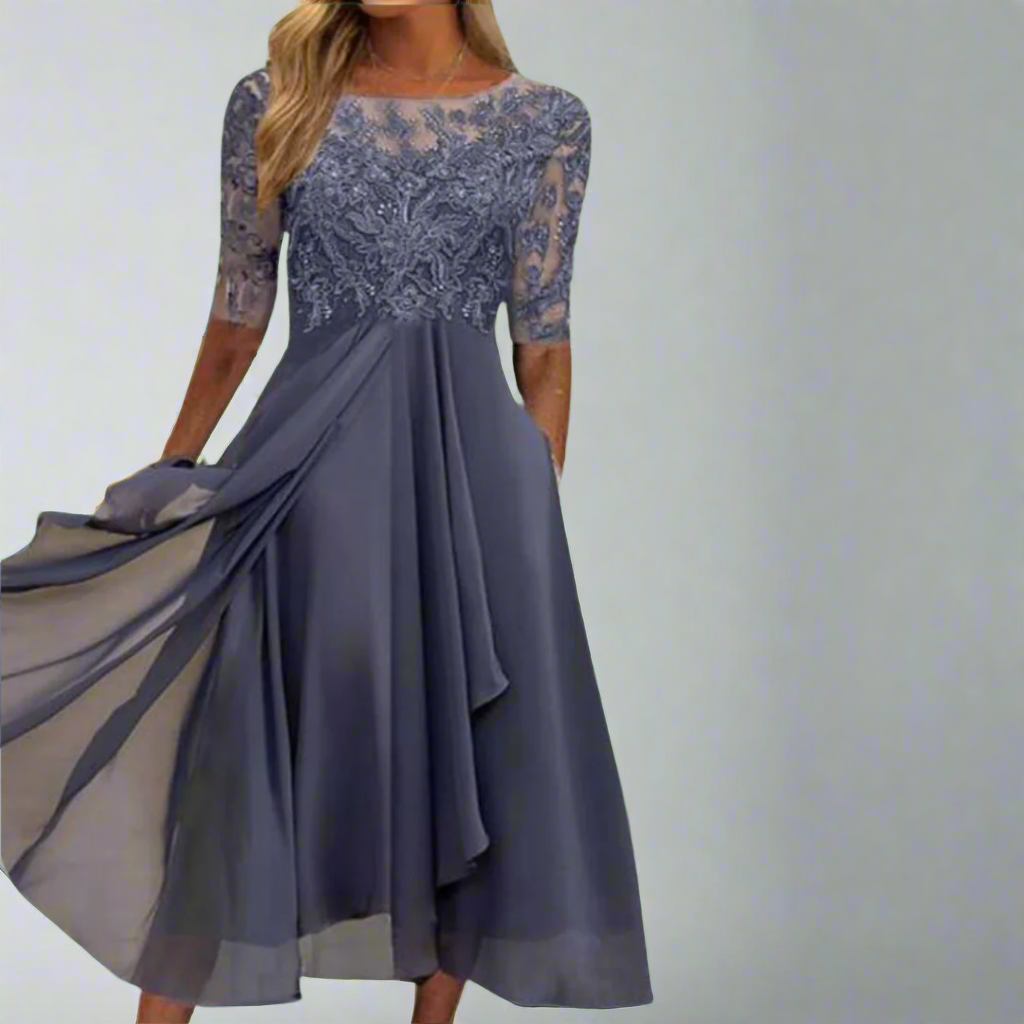 Elisa | Elegant Midi Dress with Lace