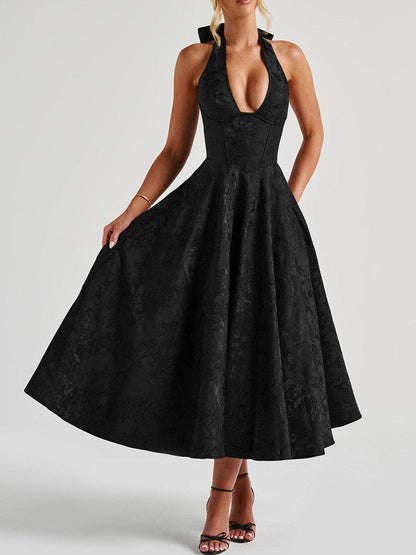 V-Neck Jacquard Mini Dress