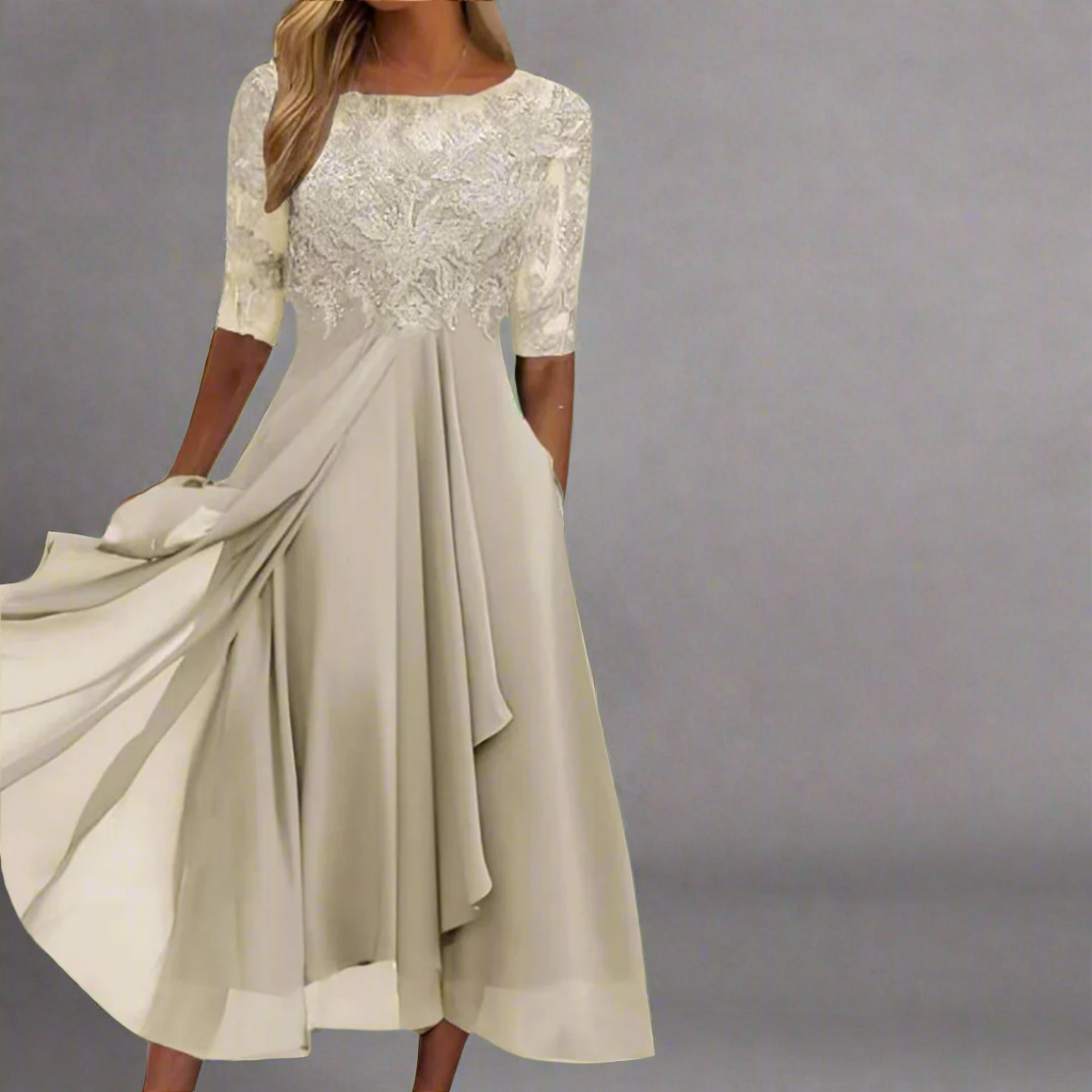 Elisa | Elegant Midi Dress with Lace