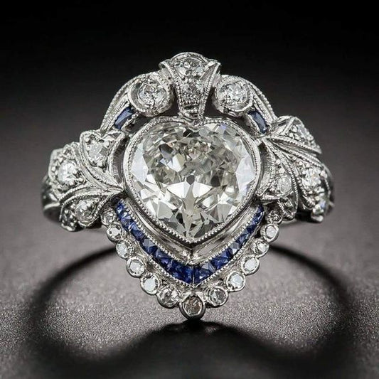 Vintage Heart Glass Ring