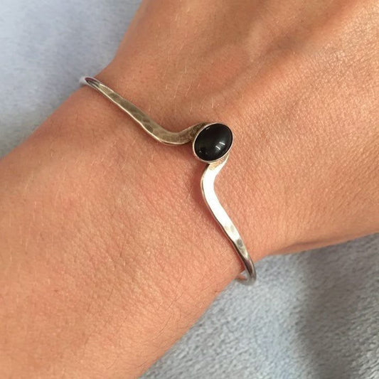 Black Stone Silvered Bracelet