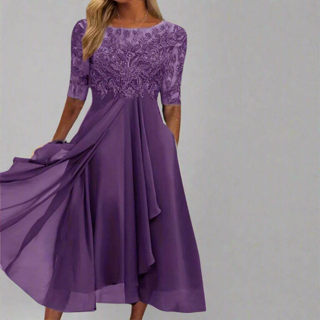 Elisa | Elegant Midi Dress with Lace