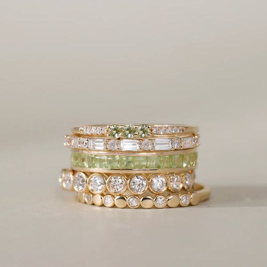 Vintage Golden Zirconia Ring Set