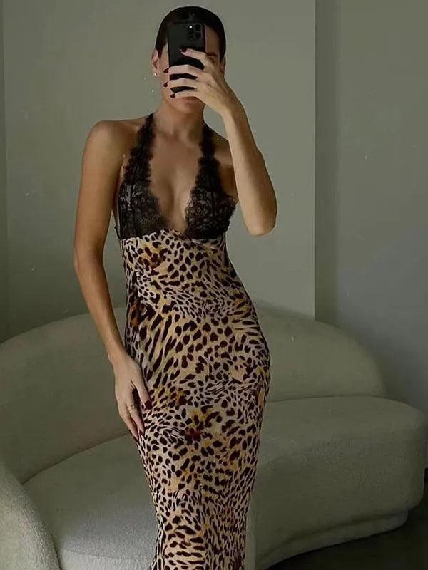 Lace Panel Sheer  Maxi Dress