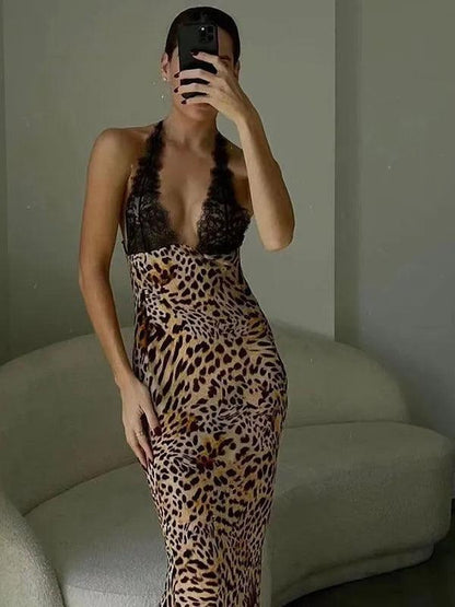 Lace Panel Sheer  Maxi Dress