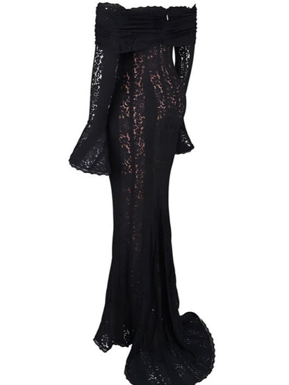 Lace Off-Shoulder Maxi Dress