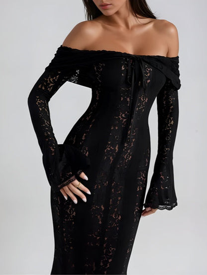 Lace Off-Shoulder Maxi Dress