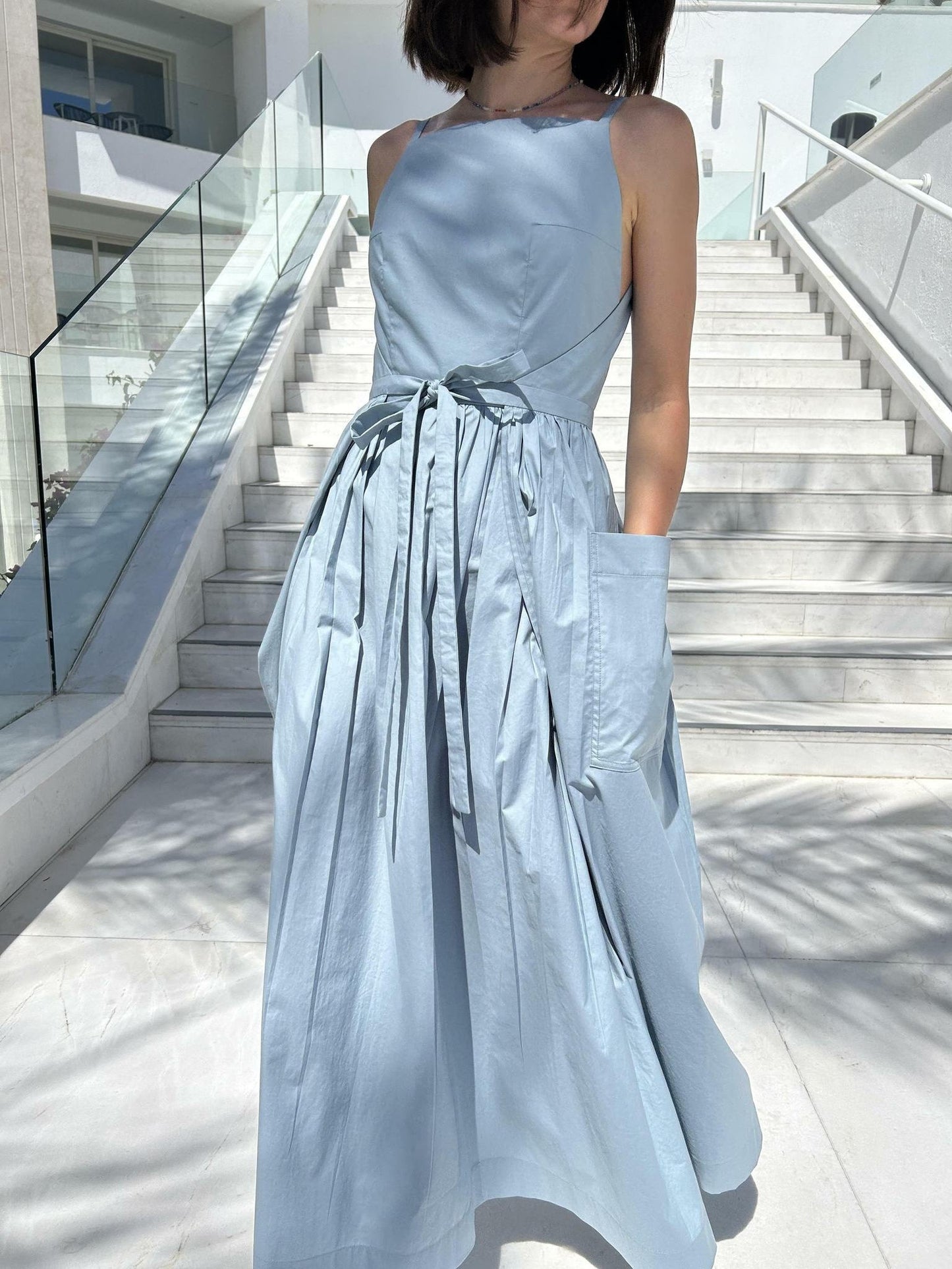 Sun Waist Midi Dress with No Side Seams