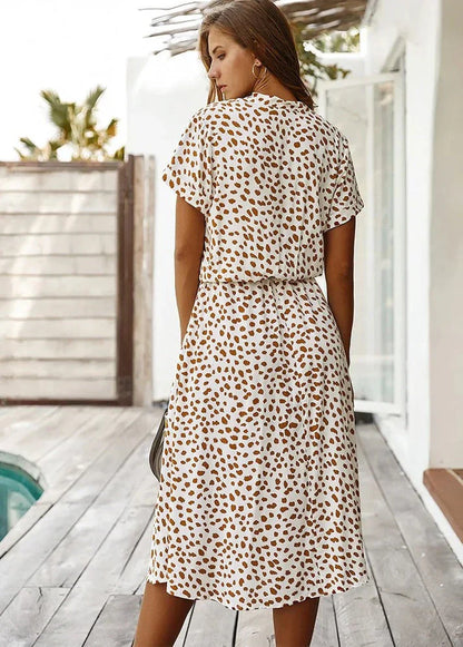 Rosea Dress with V-Neck and Ruffles