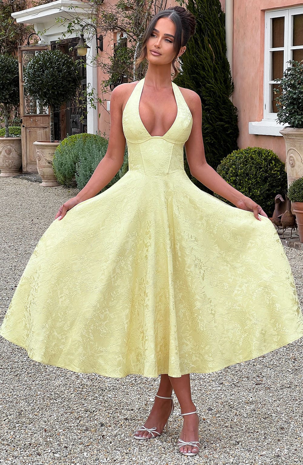 Rosea Midi Dress with a Neckline