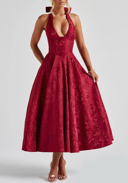 V-Neck Jacquard Mini Dress
