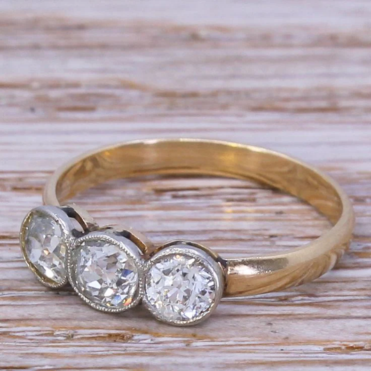 Vintage Triple Crystal Gold Ring