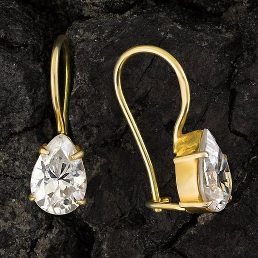 Vintage Inlaid White Glass Drop Earrings