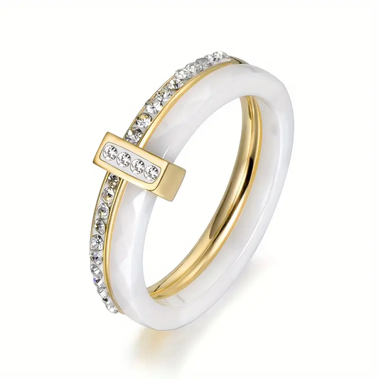 Vintage White Gold Zirconia Ring