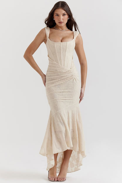 Dove - Elegant Slim Cut Lace Maxi Dress