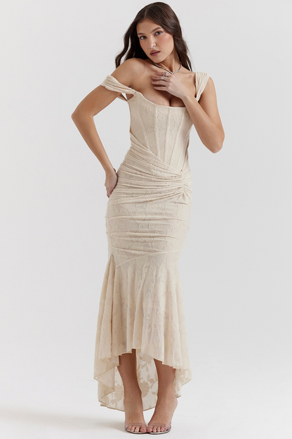 Dove - Elegant Slim Cut Lace Maxi Dress