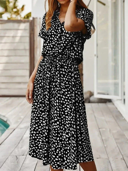 Rosea Dress with V-Neck and Ruffles