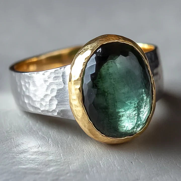 Vintage Green Stone Minimalist Ring